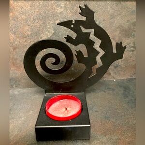 Southwestern Desert Lizard Votive Candle Holder matte black